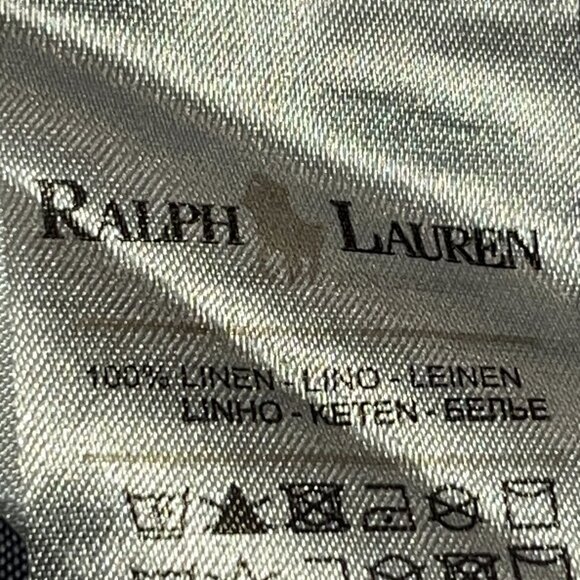 Polo Ralph Lauren Men's Sz Large Slim Fit 100% Linen Chambray Shirt Red Pony EUC - Picture 10 of 12